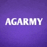 a purple background with the word army written in white letters .