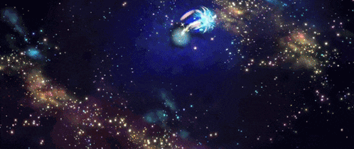 a jellyfish is flying through a galaxy in space
