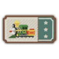 a ticket with a train on it .
