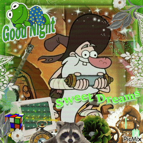 a picture of a cartoon character with the words goodnight sweet dreams
