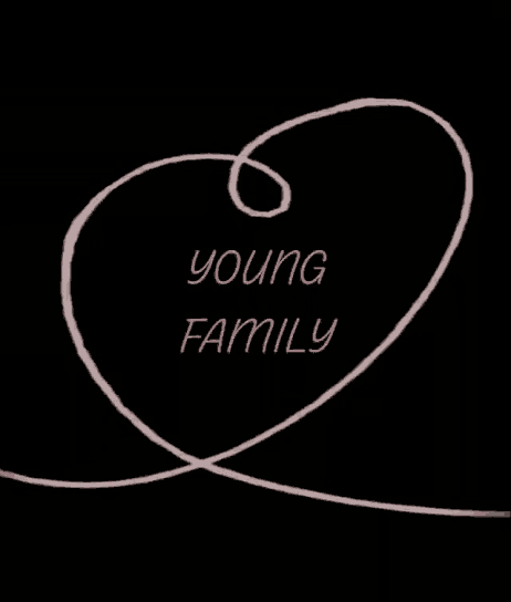 a drawing of a heart with the words young family written on it