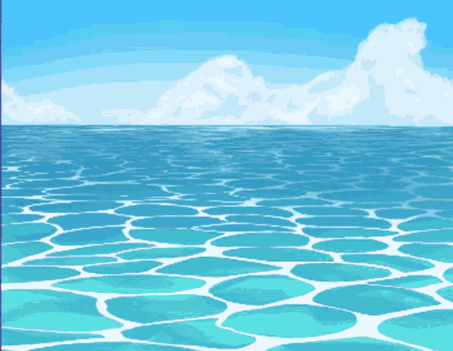 a pixel art of a wave in the ocean with a blue sky in the background
