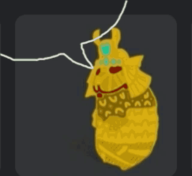 a cartoon drawing of a gold pendant with a crown on it