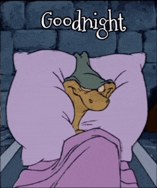 a cartoon of a snake in bed with the words goodnight written above it
