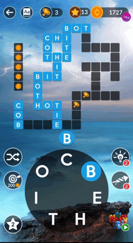 a screenshot of a word game with the number 13 in the top right corner
