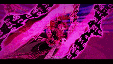 a video game screen shows a purple background with numbers on it and a person talking