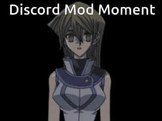 a picture of a robot and a girl with the words discord mod moment