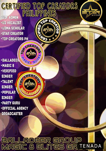 a poster for the balladeer group magic 8 elites gr tenada