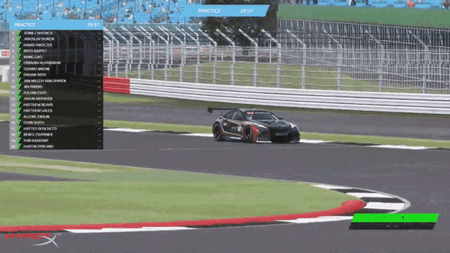 a race car is going around a track and the time is 20.37