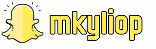 a logo for mkyliop with a snapchat icon on it