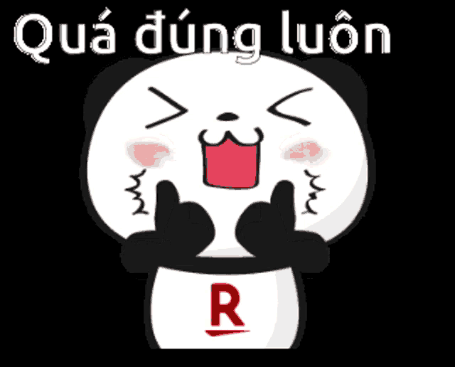 a panda bear with a red letter r on its chest