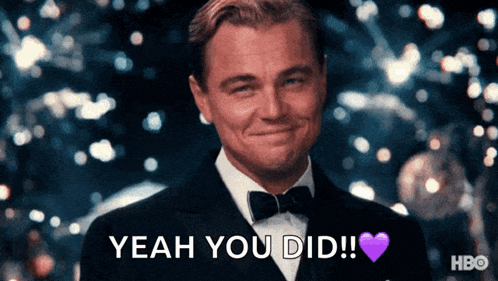 a man in a tuxedo says yeah you did with a heart