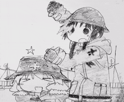 a black and white drawing of two soldiers with one wearing a hat with a cross on it