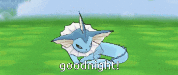 a pixel art of a pokemon saying goodnight in a field