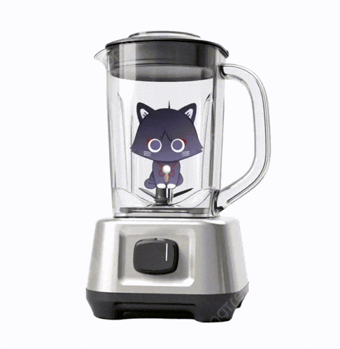a blender with a black cat on it