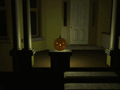 a pumpkin with a face carved into it