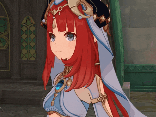 a girl with red hair and blue eyes is wearing a white dress