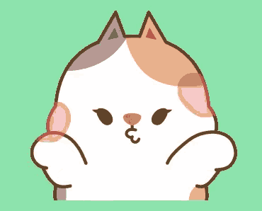 a cartoon cat covering its eyes with its paws on a green background