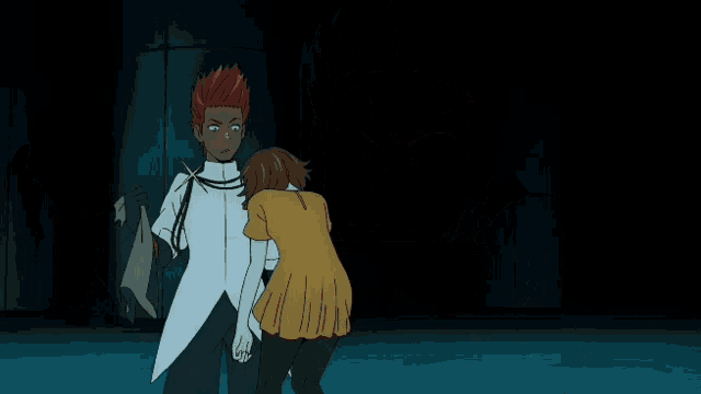 a man with red hair and a scarf around his neck is making a face