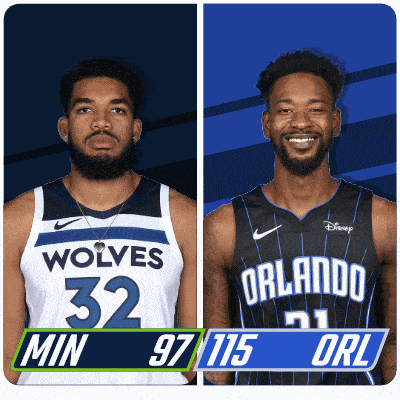 two basketball players from the wolves and orlando are shown