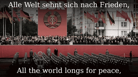 a poster that says alle welt sehnt sich nach frieden all the world longs for peace on it