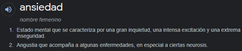 a definition of the word ansiedad in spanish is shown