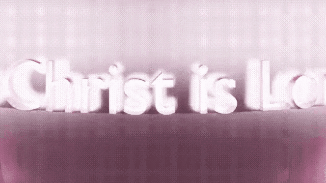 the word christ is laid out in white letters on a pink background