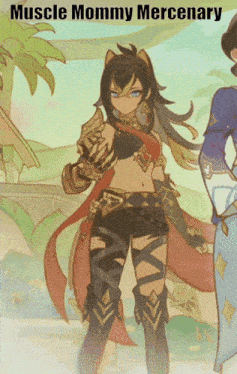 muscle mommy mercenary is written on the bottom of a picture of a girl