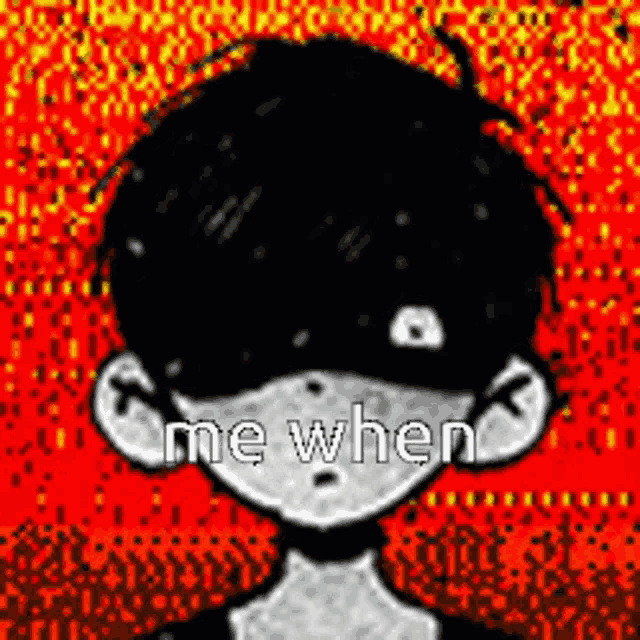 a pixel art drawing of a boy with a mask on his face .
