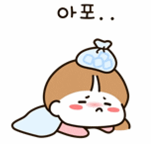 a cartoon character with a bag of ice on her head