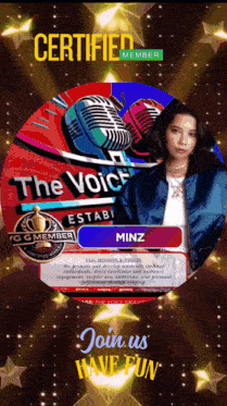 a certified member of the voice stands in front of a microphone