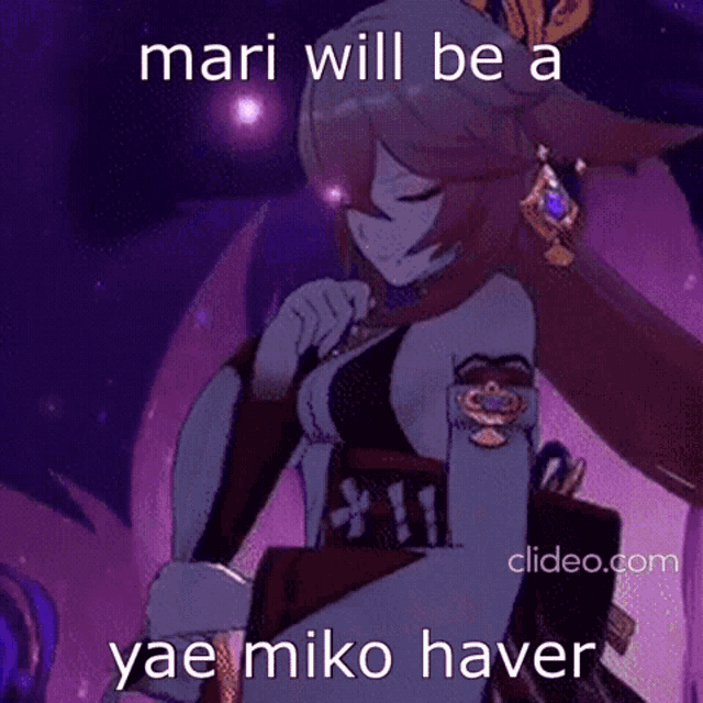 mari will be a yae miko haver in a purple background