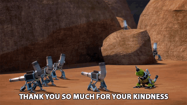a cartoon scene with the words thank you so much for your kindness on the bottom