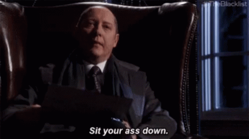The Blacklist Raymond Reddington GIF - The Blacklist Raymond Reddington Sit Down GIFs