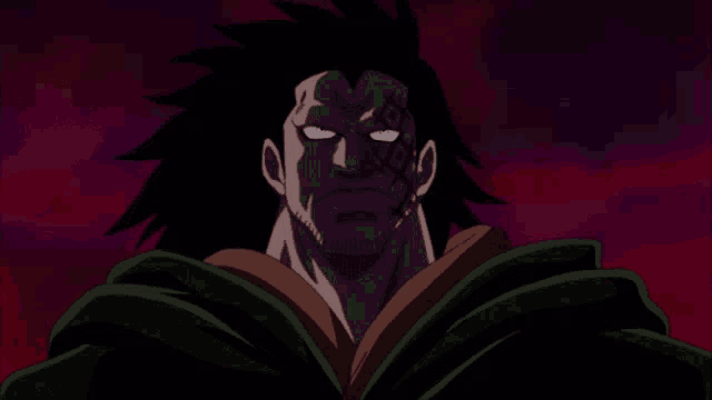 a cartoon character has a tattoo on his face that says " x "