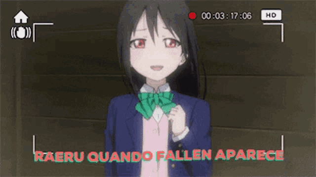 a video of a girl with the words raeru quando fallen aparece on the bottom right