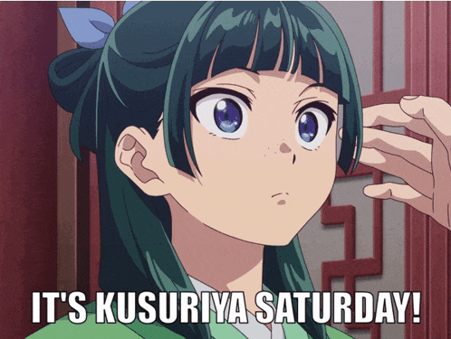 a picture of a girl with the words it 's kusuriya saturday below her