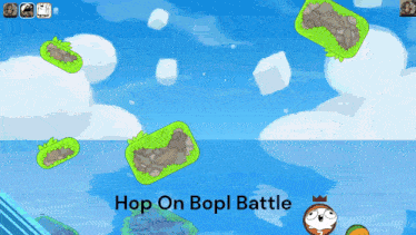 a game called hop on bopl battle is being played on a computer screen