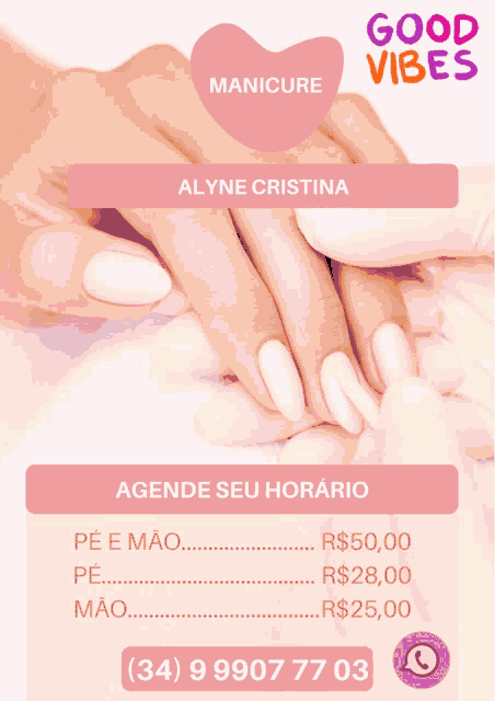 an ad for good vibes manicure with a phone number