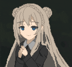 a pixel art drawing of a girl with blonde hair