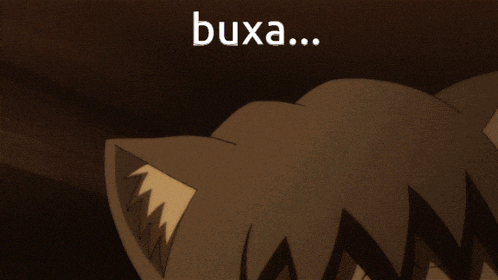 a close up of a person 's face with the word buxa on it