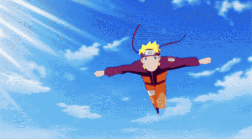 a cartoon character is flying through the air