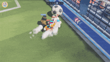 a screenshot of a video game with a soccer ball and a player named snoopy