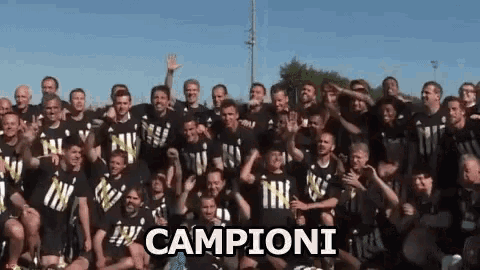 a group of soccer players are posing for a photo with the word campioni written above them