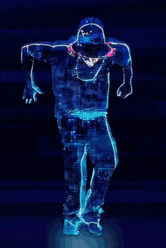 a silhouette of a man wearing a hat is dancing in a dark room