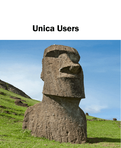 a picture of a stone statue with the words unica users below it