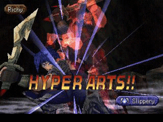 a screenshot of a video game with the words hyper arts on it