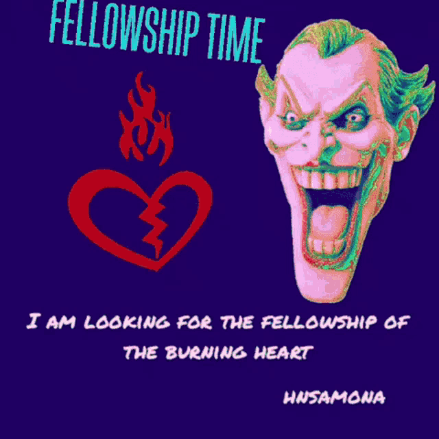 a poster for fellowship time with a joker and a heart