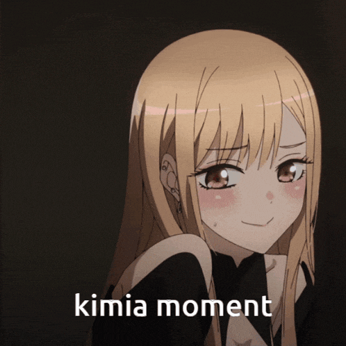 a picture of a girl with the word kimia moment on the bottom