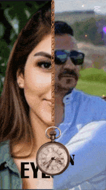 a picture of a man and a woman with a pocket watch hanging from their neck